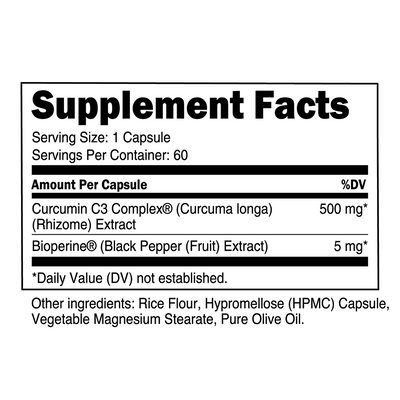 Curcumin C3® Complex 500mg Curcuminoids - Transparent Labs